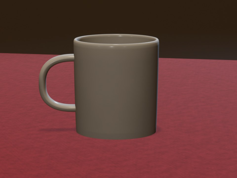 The same mug standing on a red carpet pad
