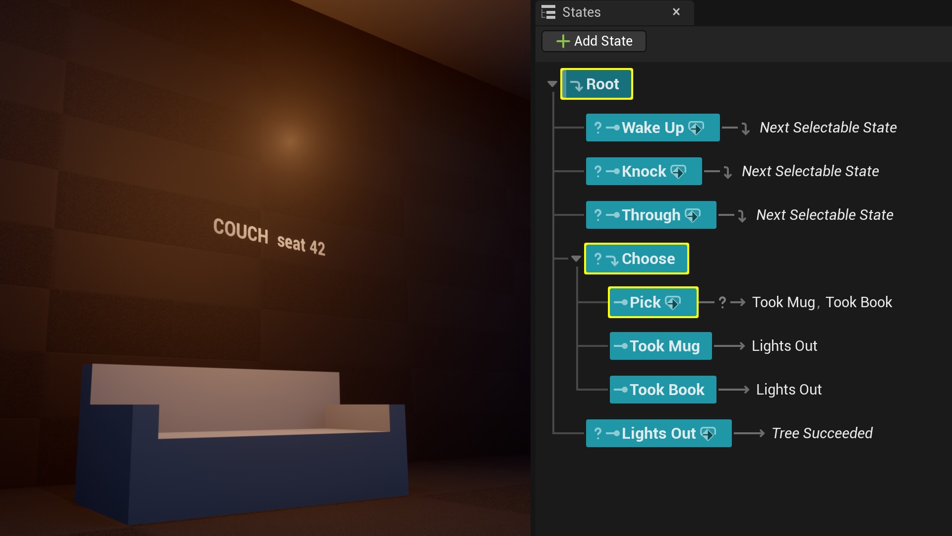 ModularStory, a story director on StateTree